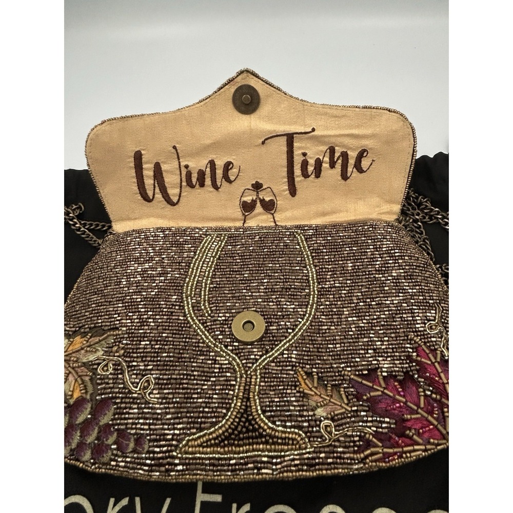 Mary Frances Beaded Wine Theme Shoulder/Crossbody Chain Strap Bag w/ Dust Bag - Picture 4 of 10
